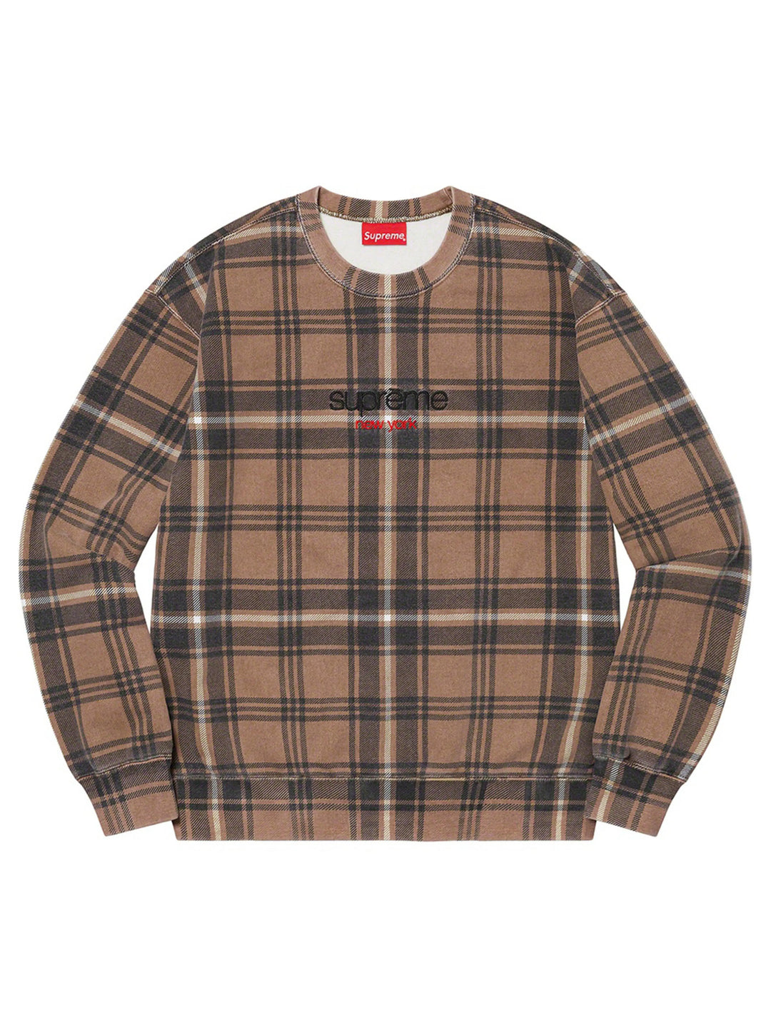 Supreme Plaid Crewneck Brown [SS21] Prior