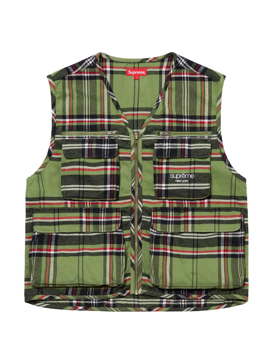 Supreme Tartan Flannel Cargo Vest Green [FW20] Prior