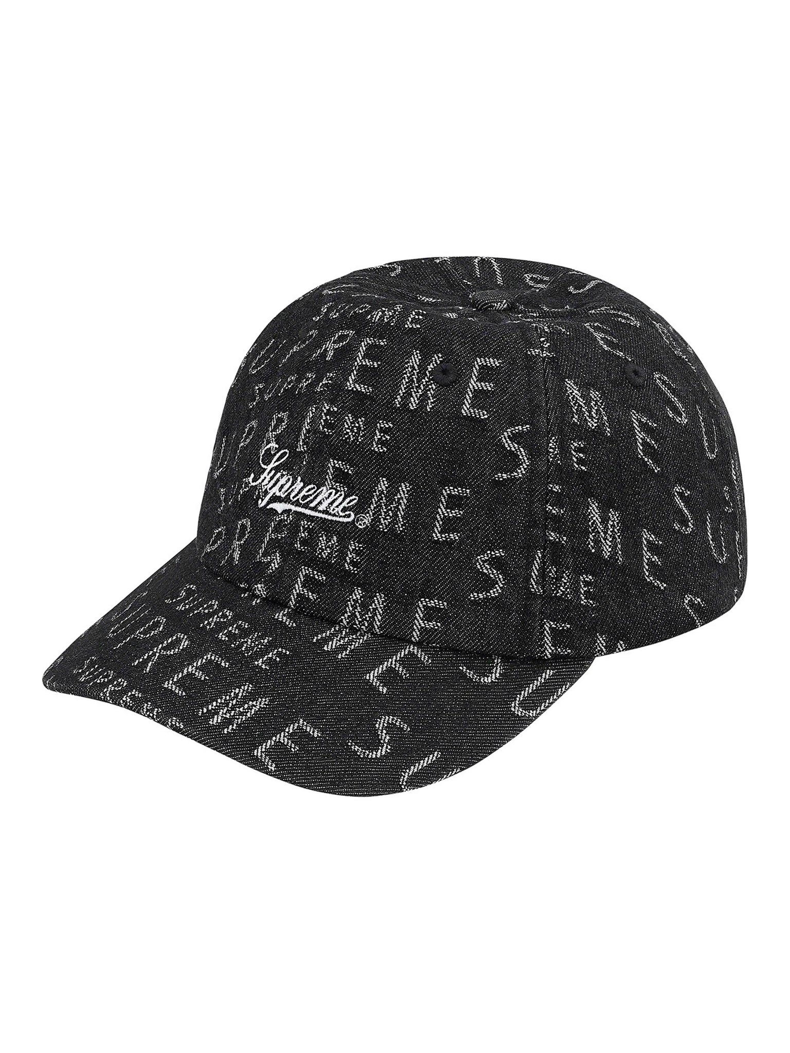 Supreme Warp Jacquard Logos Denim 6 Panel Cap Black [SS21] Prior