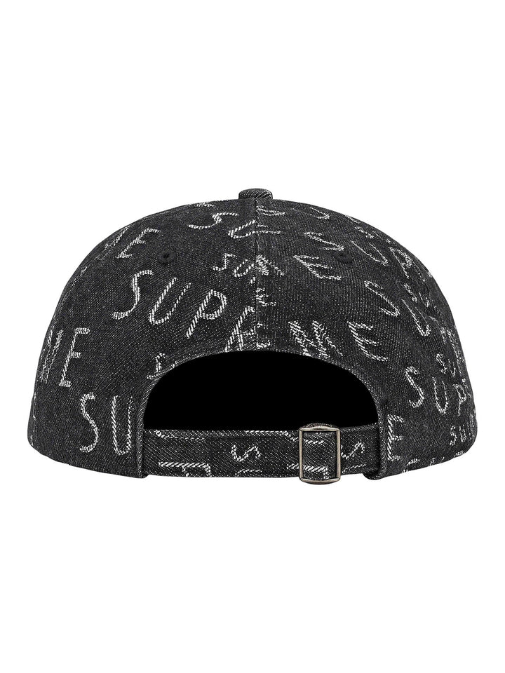 Supreme Warp Jacquard Logos Denim 6 Panel Cap Black [SS21] Prior
