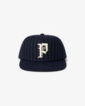 Wool Pinstripe 5 Panel Short Brim Hat Navy