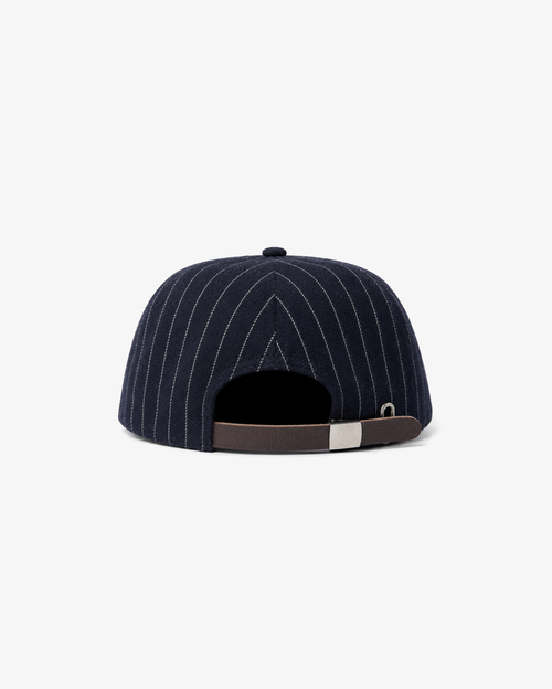 Wool Pinstripe 5 Panel Short Brim Hat Navy