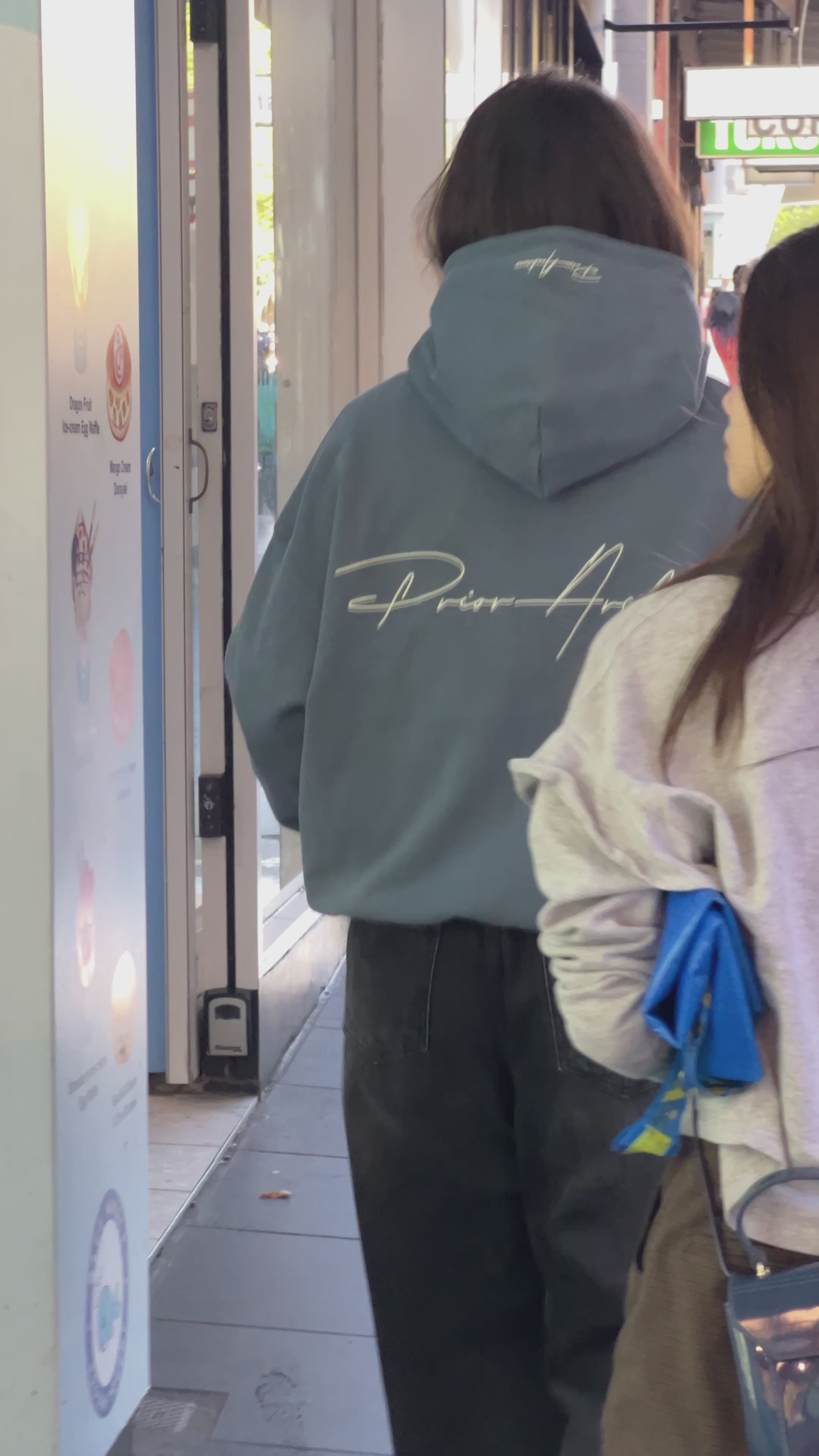 Prior Embroidery Logo Oversized Cropped Hoodie Mirage