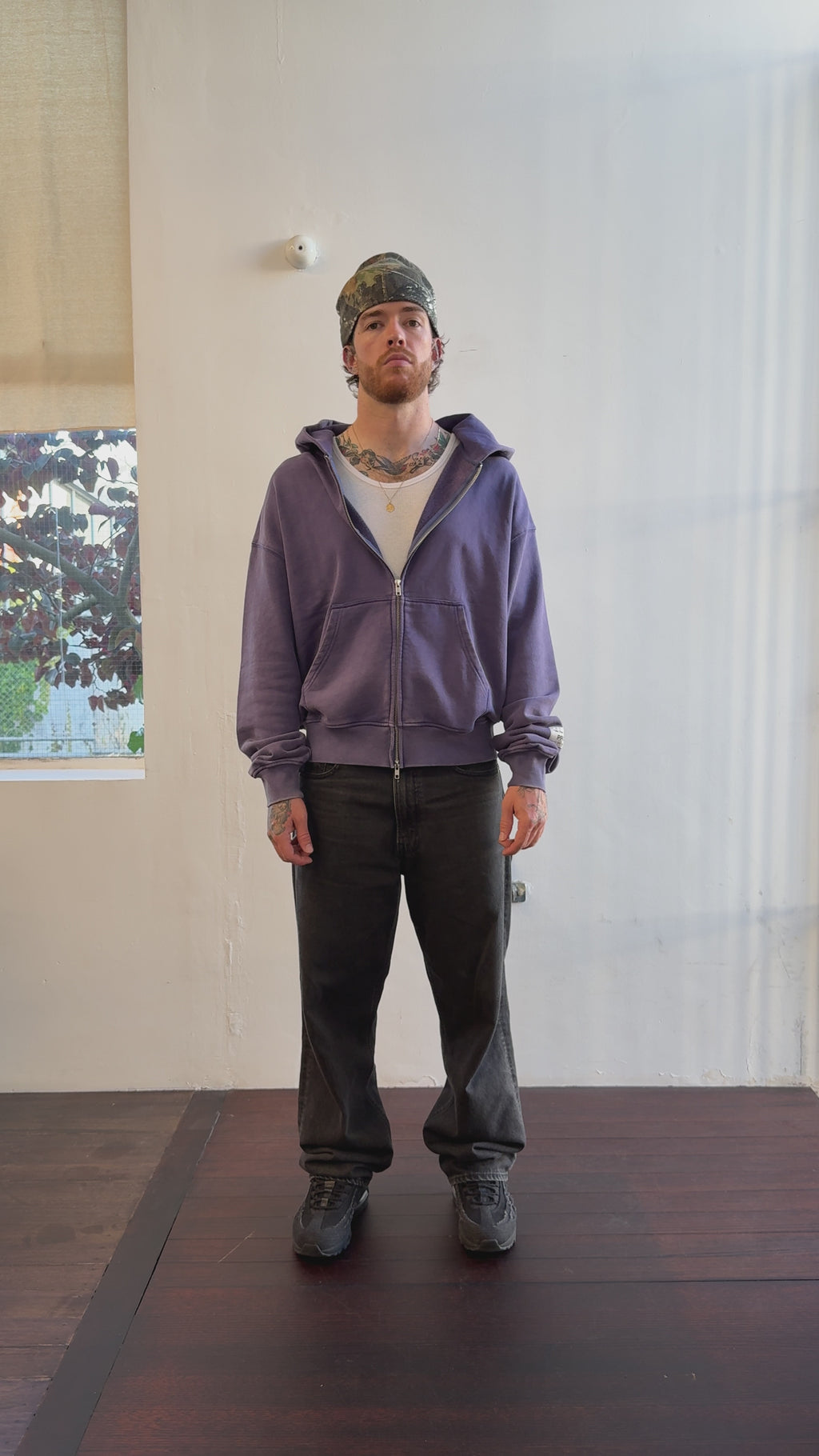 Prior Seoul Collection Double Zip-Up Hoodie Washed Navy