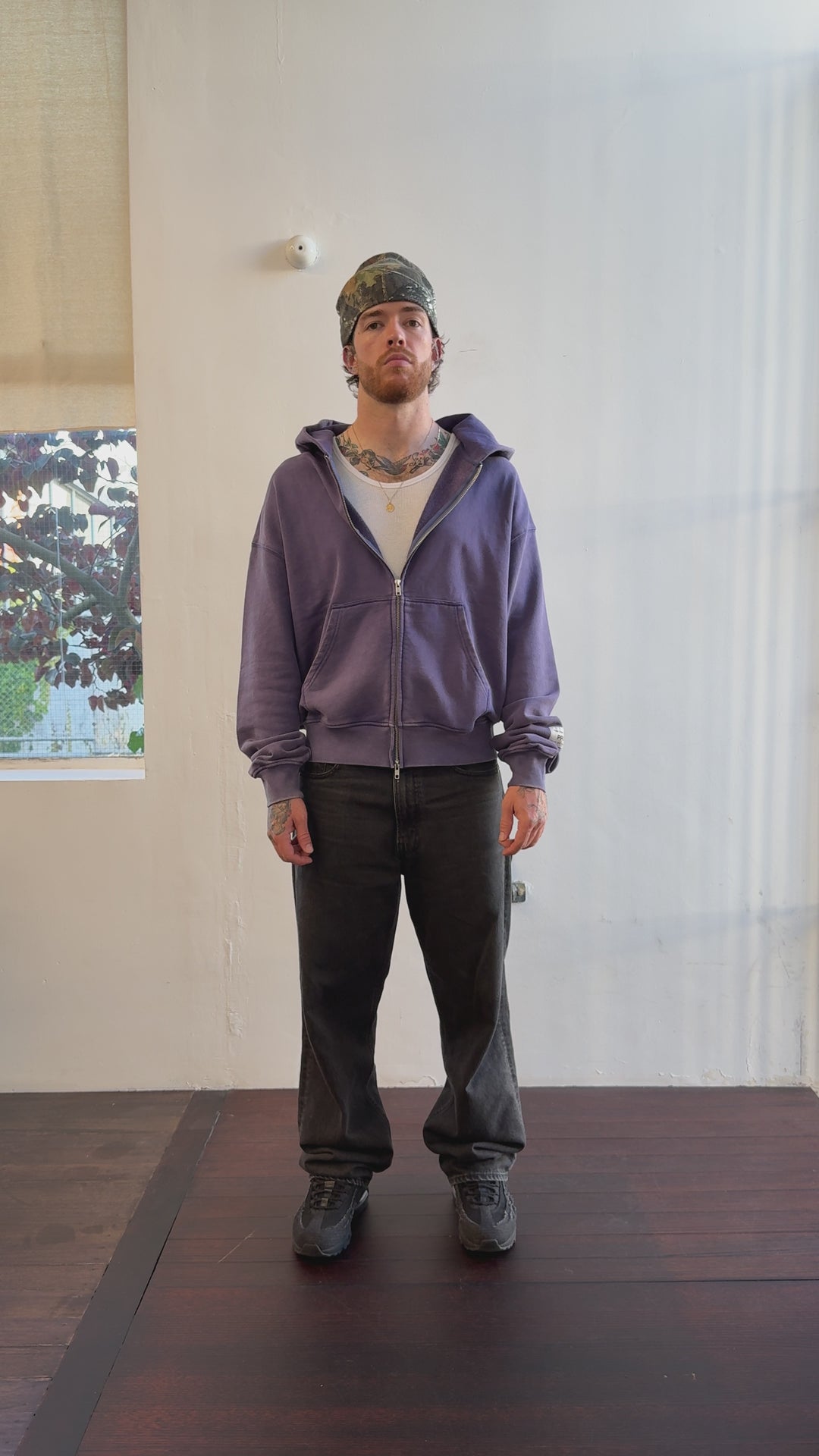 Prior Seoul Collection Double Zip-Up Hoodie Washed Navy