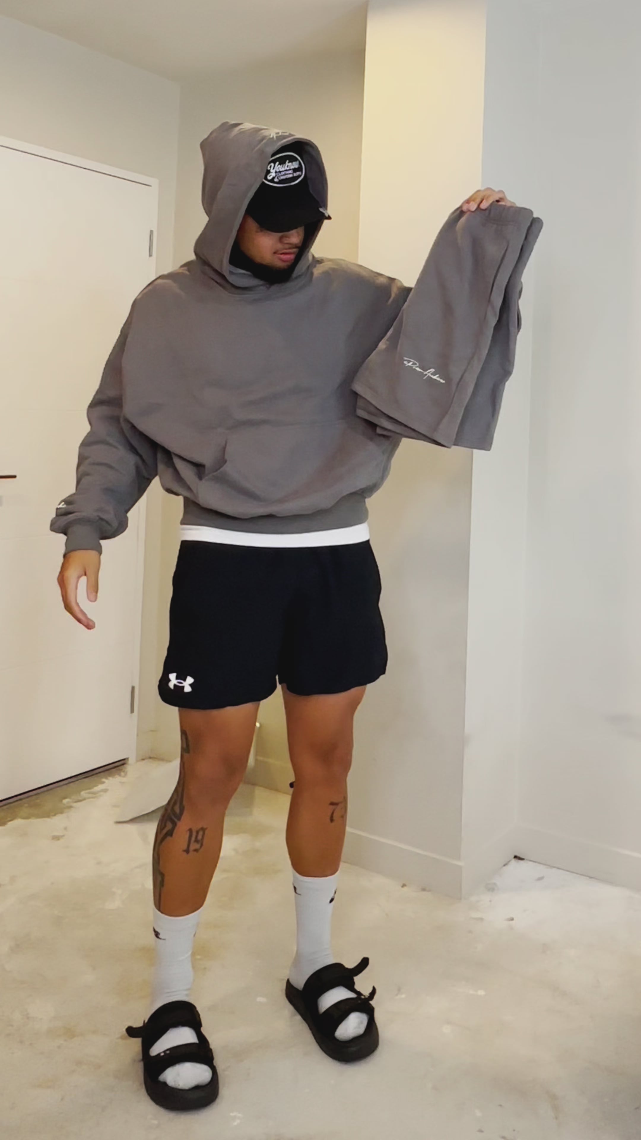 Prior Embroidery Logo Fitted Sweatshorts Slate