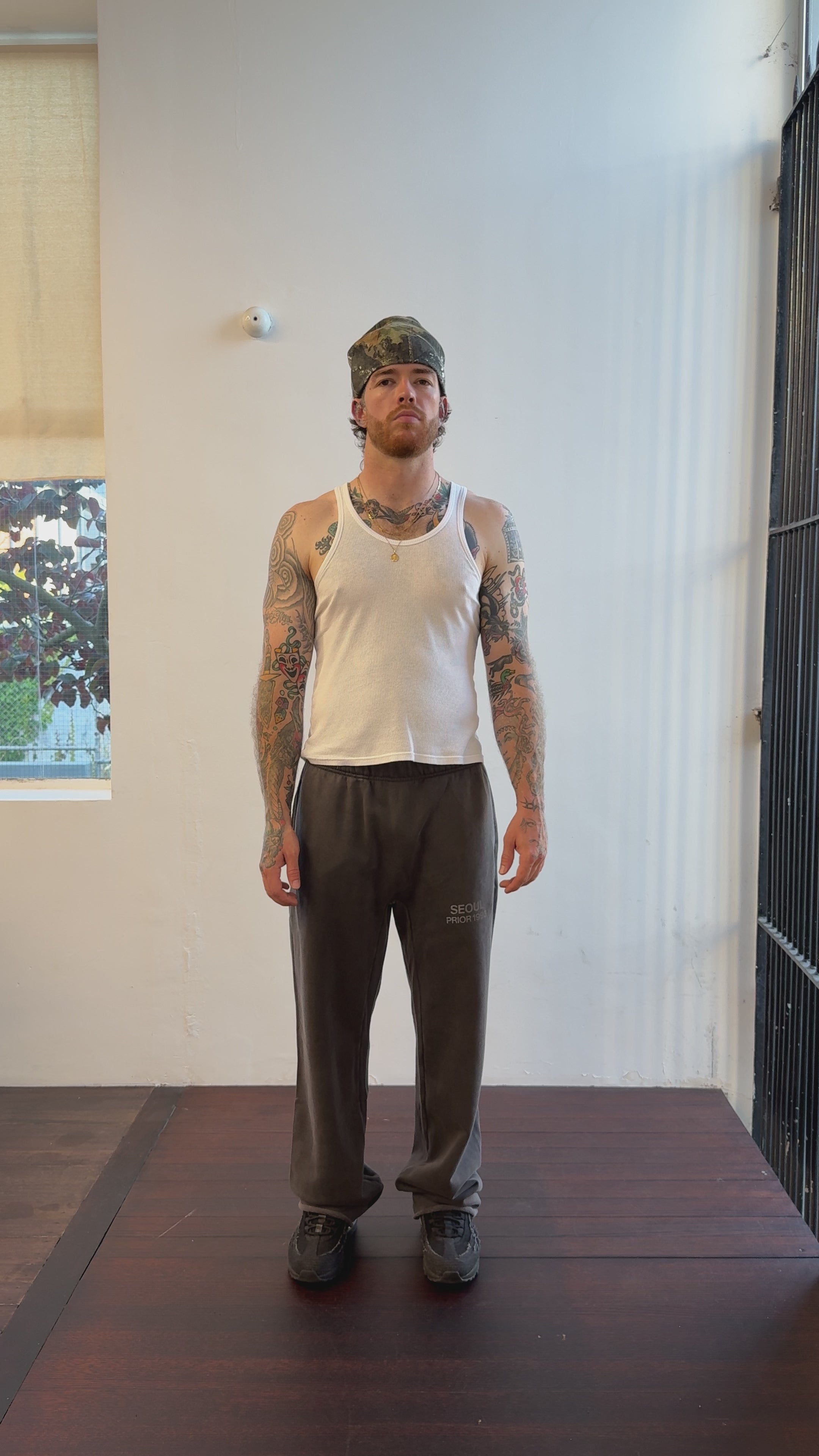 Prior Seoul Collection Raw Hem Relaxed Pants Washed Anthracite