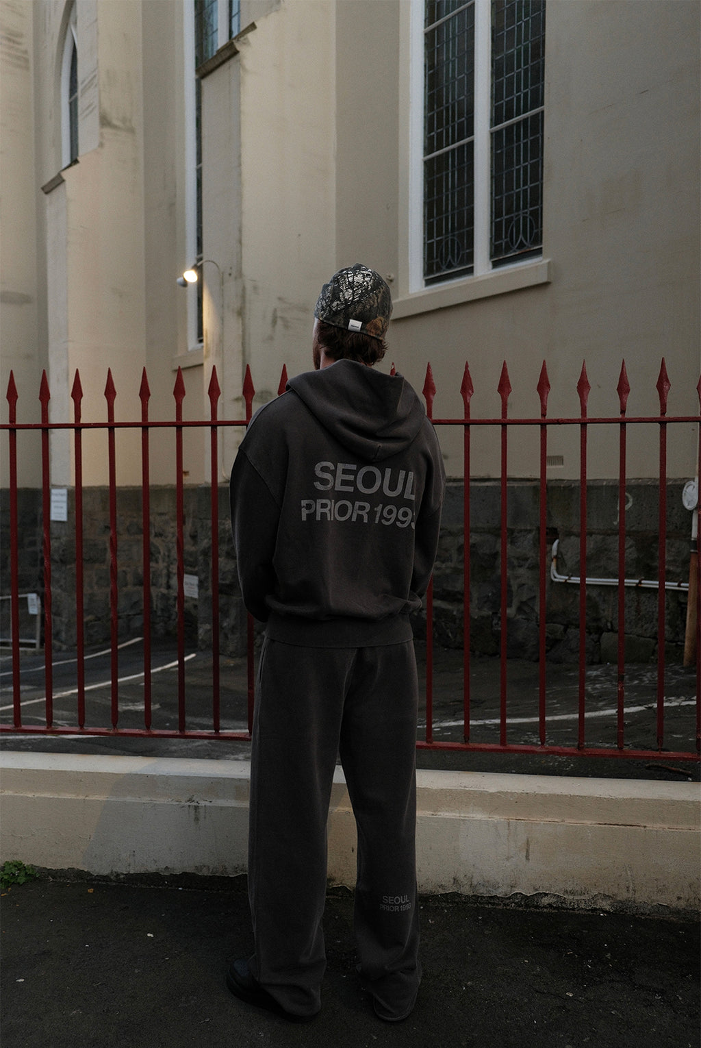 Prior Seoul Collection Double Zip-Up Hoodie Washed Anthracite