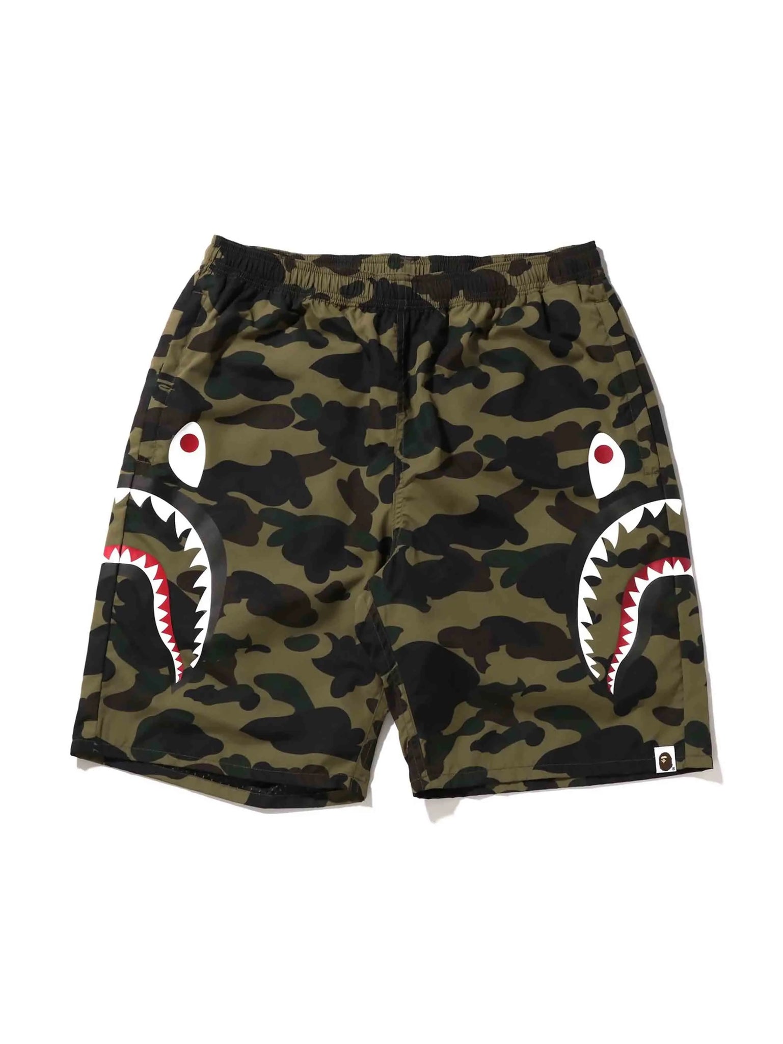 A Bathing Ape Camo Side Shark Beach Shorts Green Prior