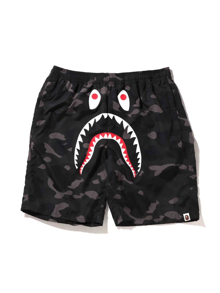 A Bathing Ape Color Camo Shark Beach Shorts Black Prior