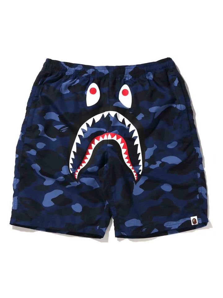 A Bathing Ape Color Camo Shark Beach Shorts Navy Prior