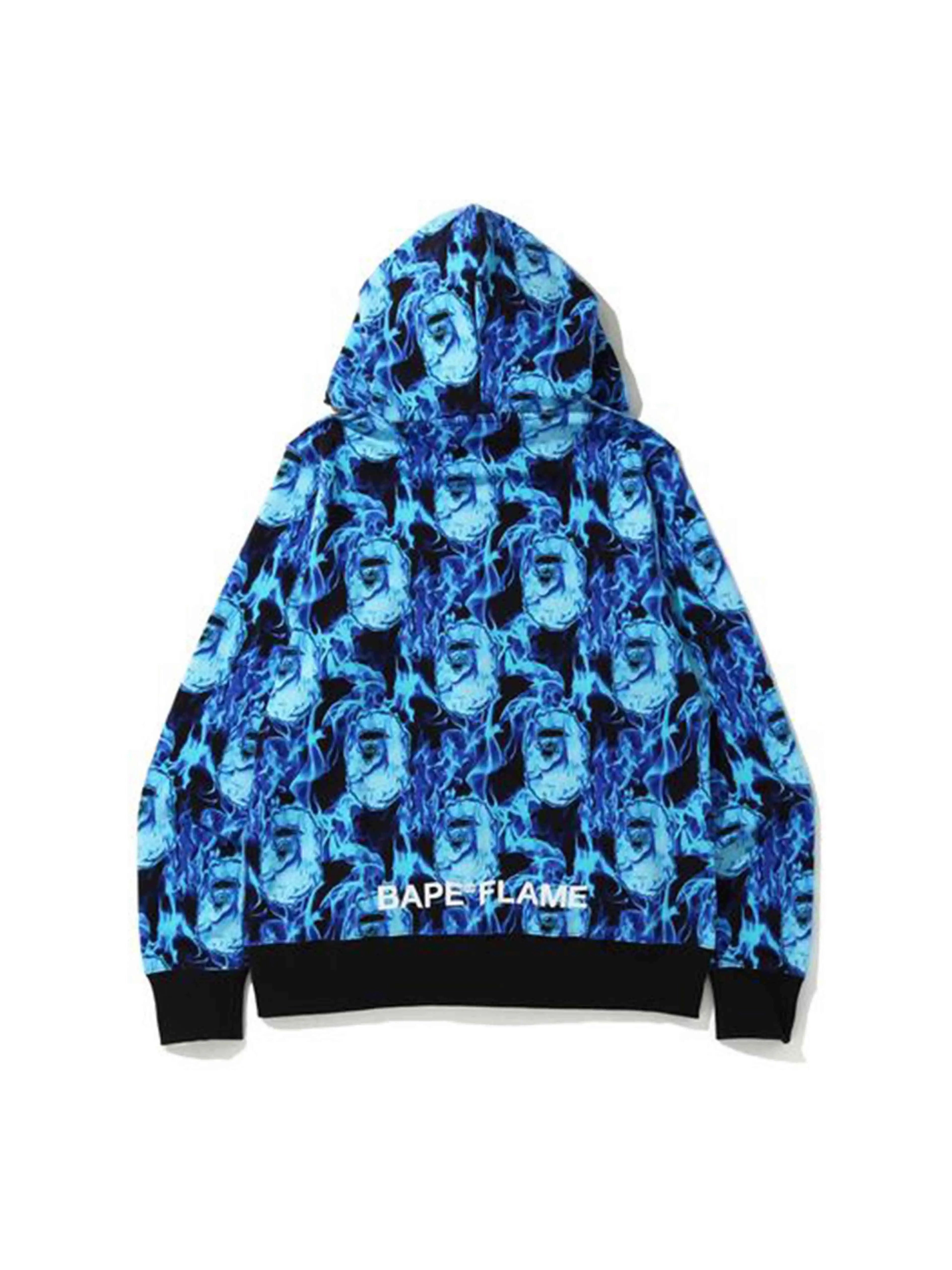 Blue flame bape hoodie outlet