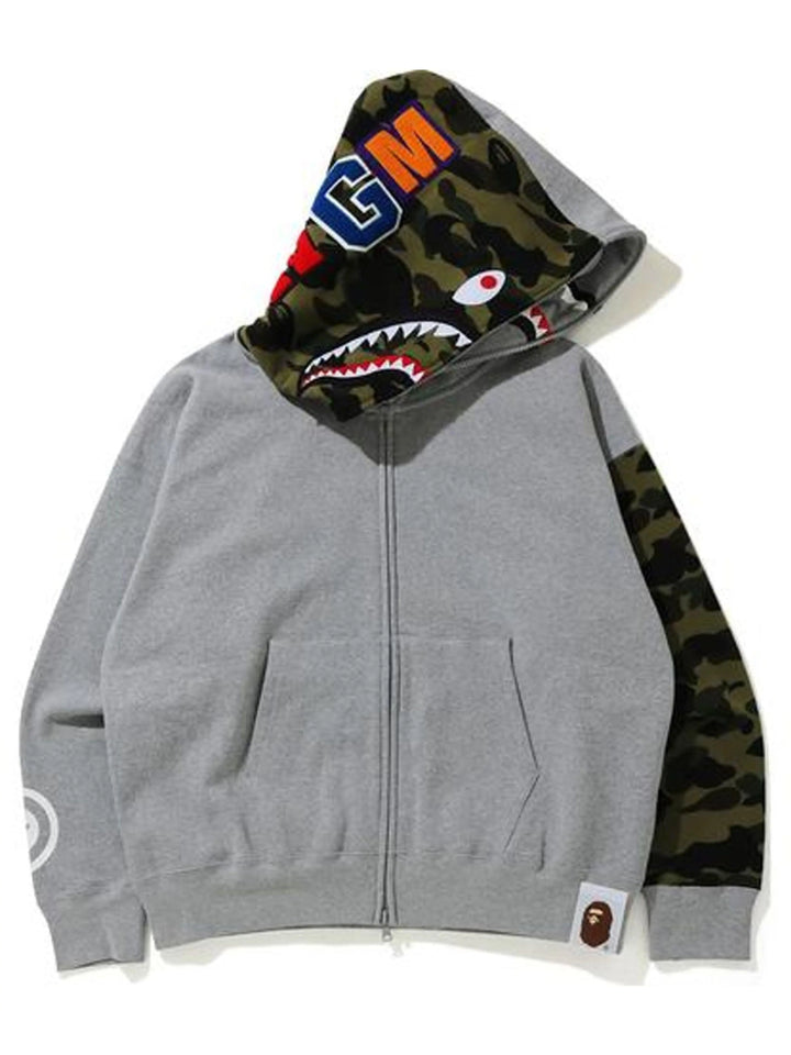 A Bathing Ape Giant Shark Full Zip Hoodie Grey Prior