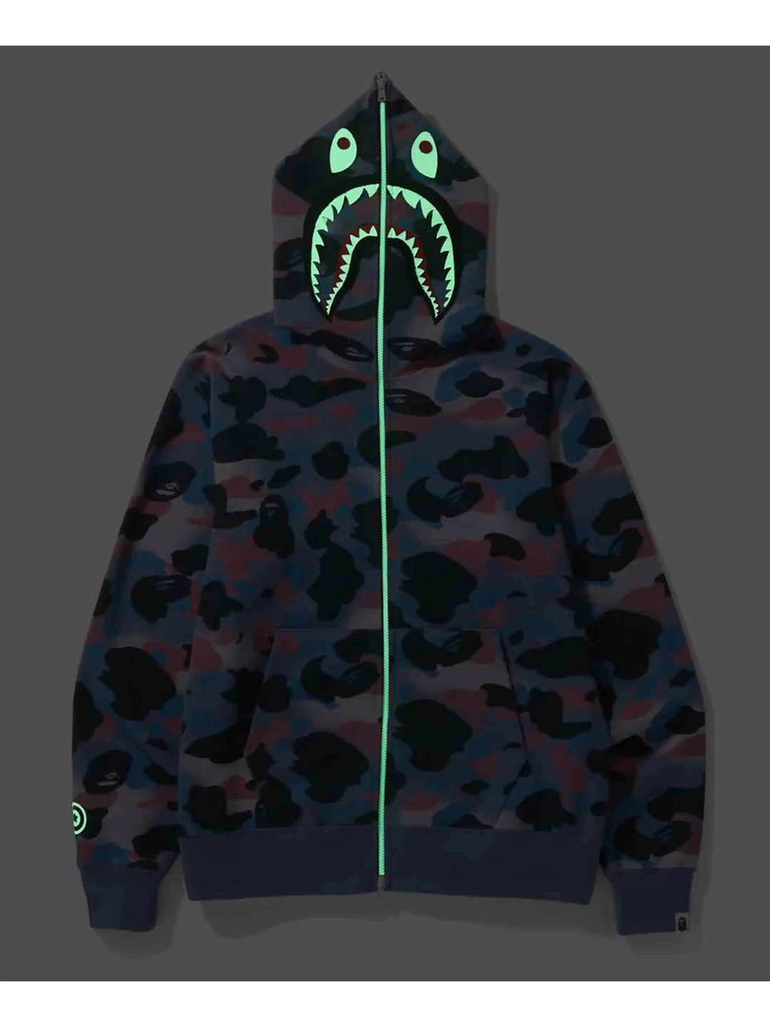 A Bathing Ape Grid Camo Shark Full Zip Hoodie Purple Prior