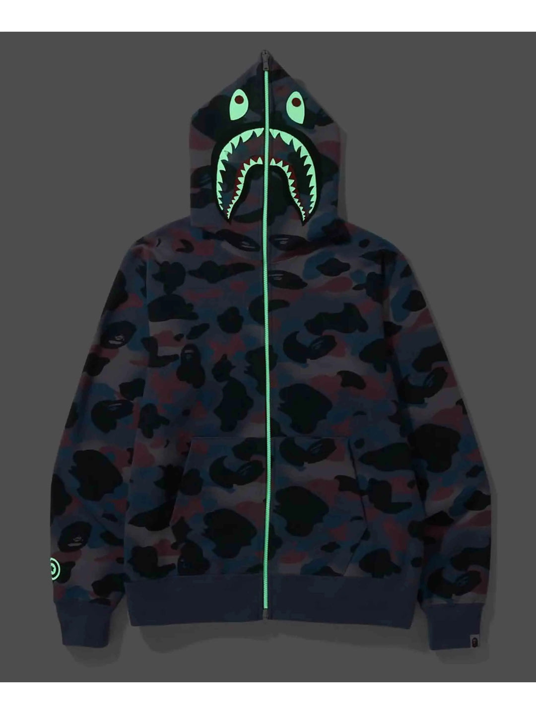 A Bathing Ape Grid Camo Shark Full Zip Hoodie Purple Prior