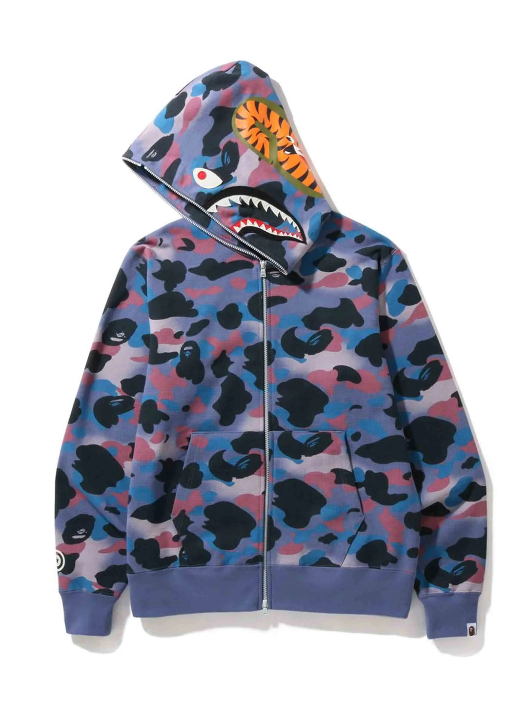 A Bathing Ape Grid Camo Shark Full Zip Hoodie Purple Prior