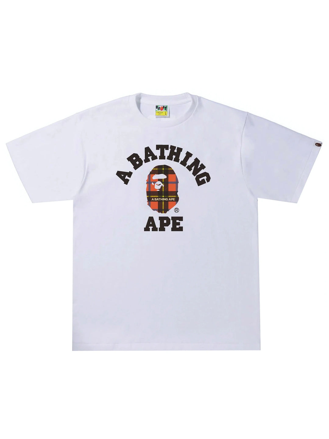 A Bathing Ape Logo Check College Tee White/Red Prior