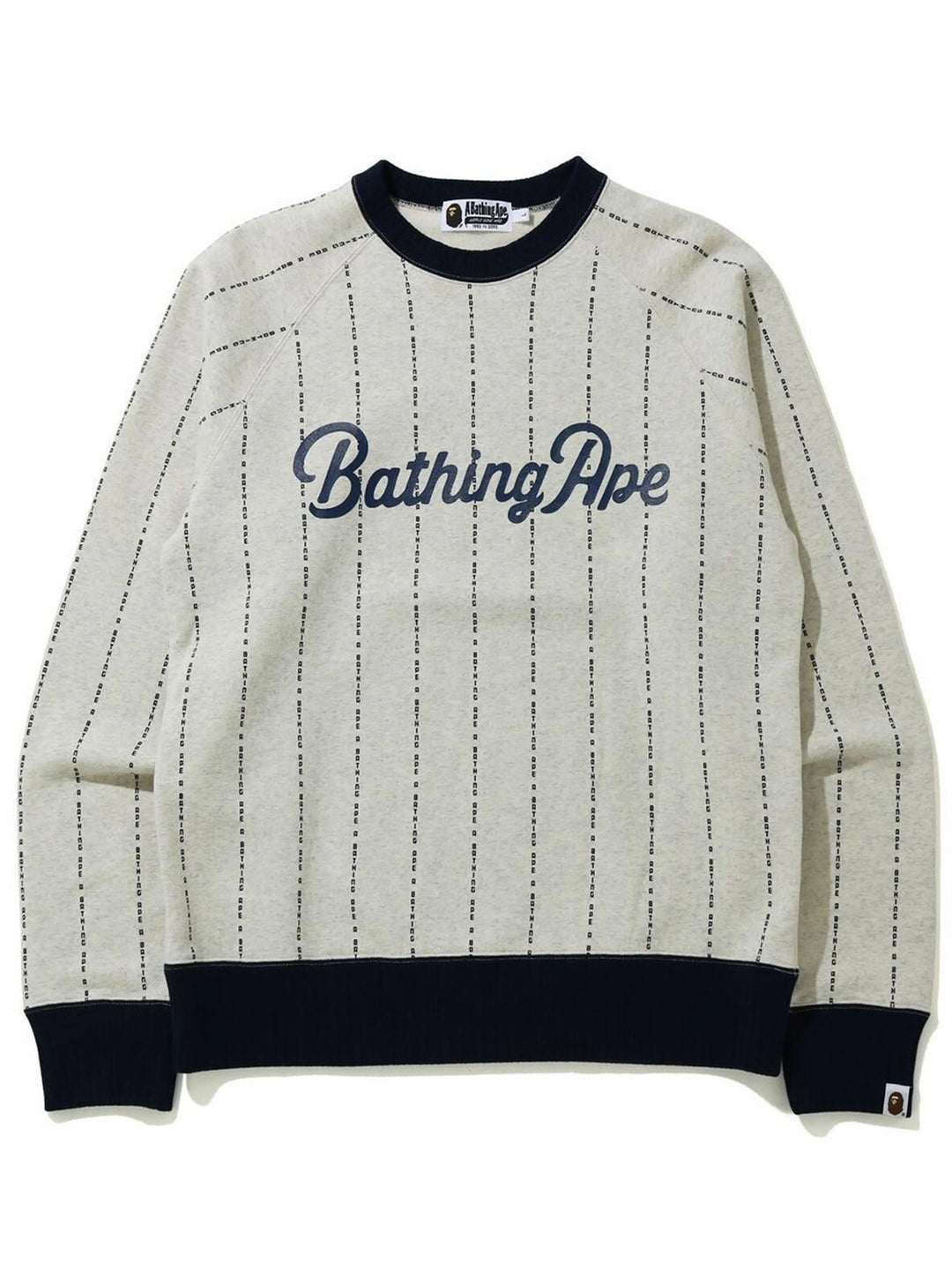 A Bathing Ape Stripe Text Crewneck Ivory Prior