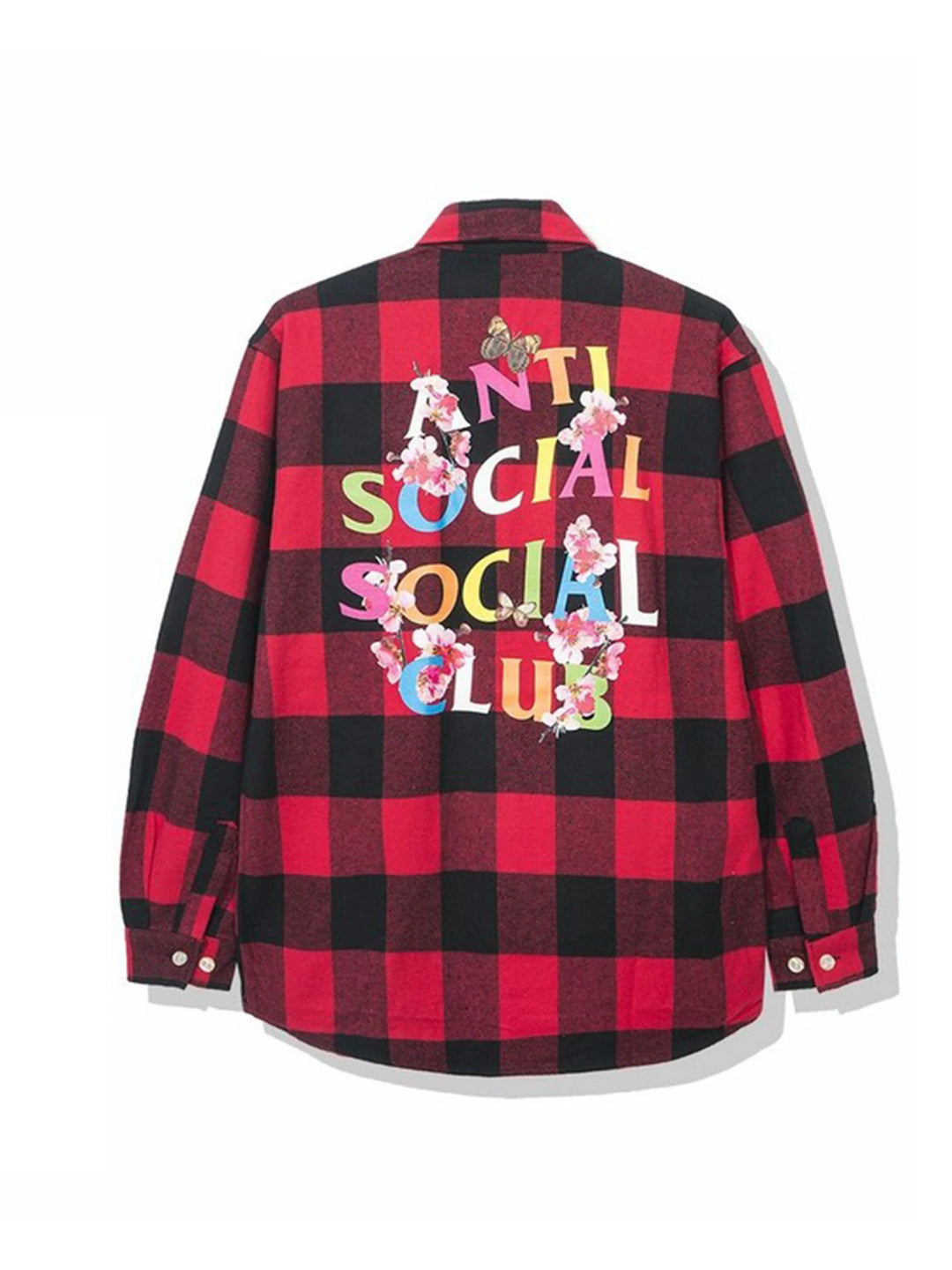 Anti Social Social Club Rainbow Kkoch Logo Flannel Shirt Red Anti Social Social Club