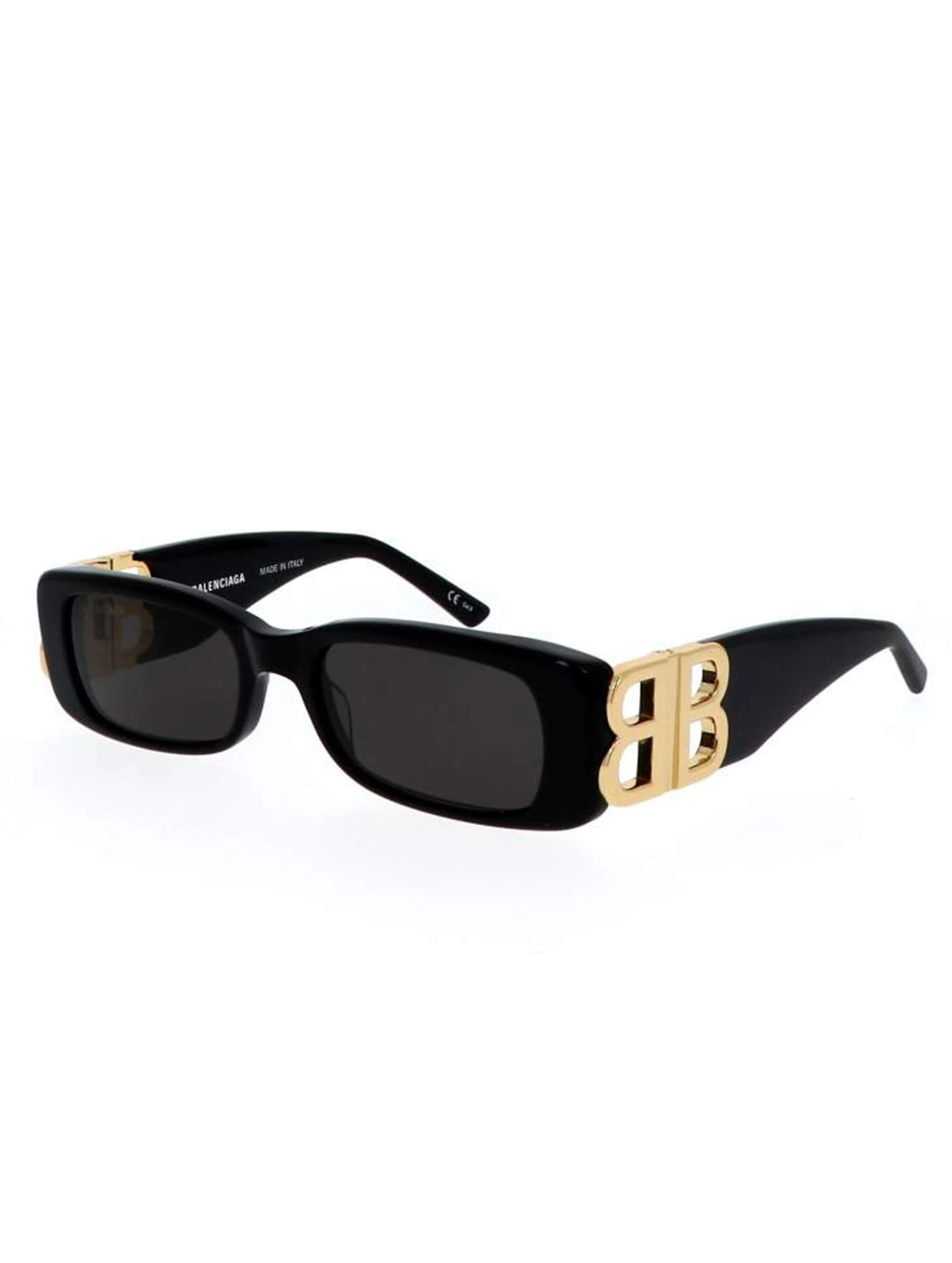 Balenciaga Logo Plaque Rectangular Sunglasses Black/Gold Prior