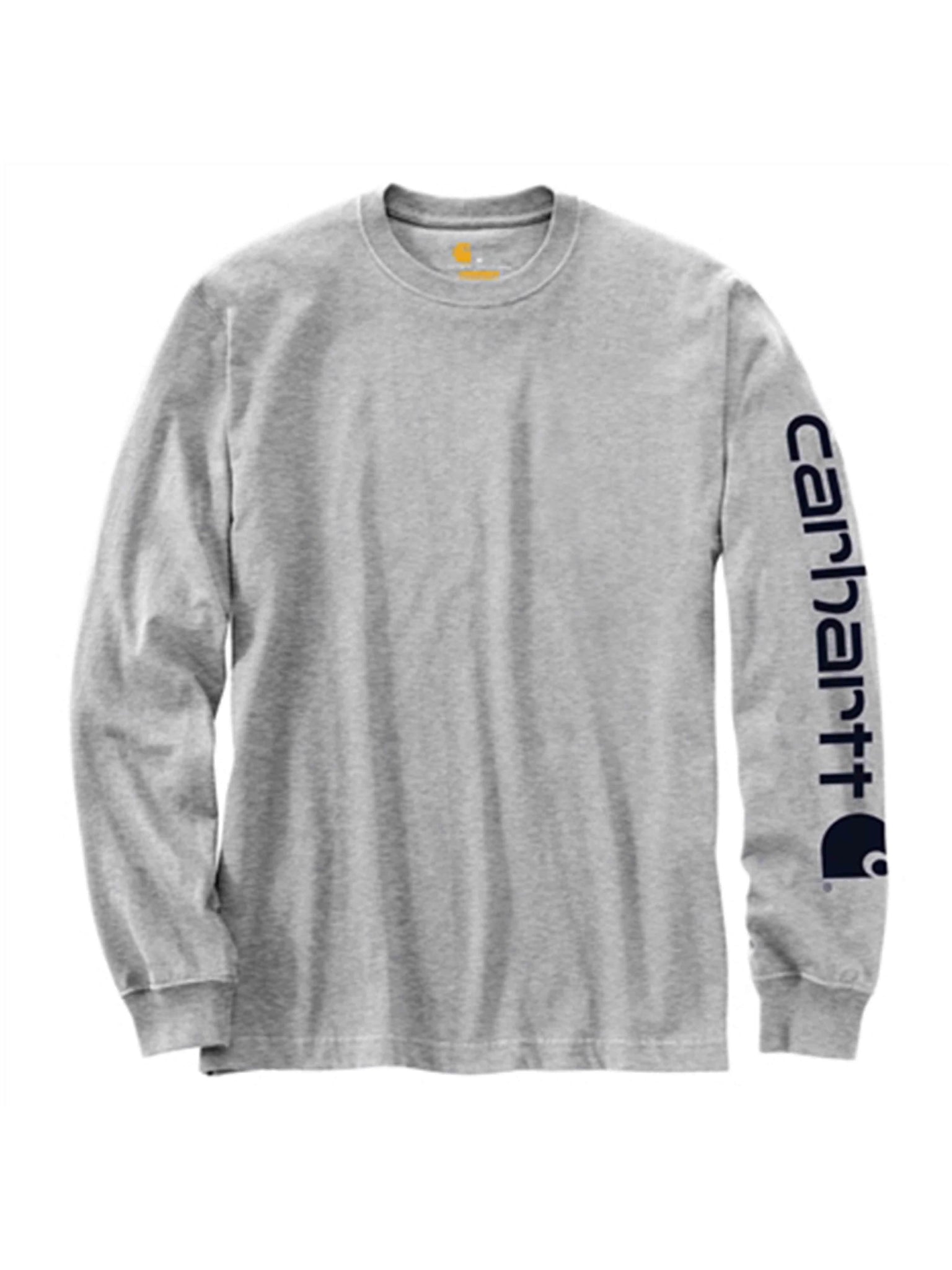 Carhartt Sleeve Spellout Logo Long Sleeved Tee Heather Grey Prior