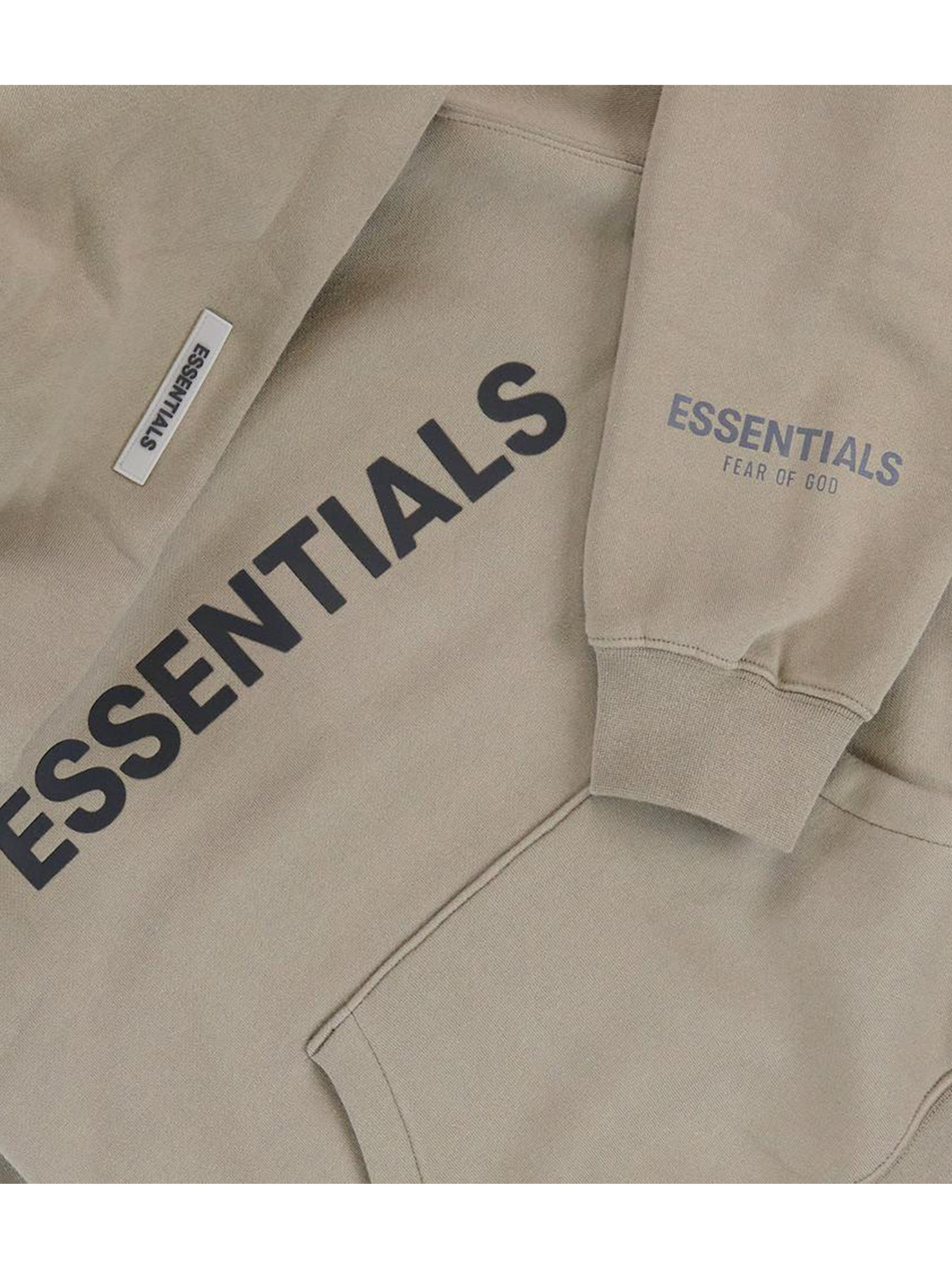 Fear Of God Essentials Applique Logo Hoodie Taupe FW20 in