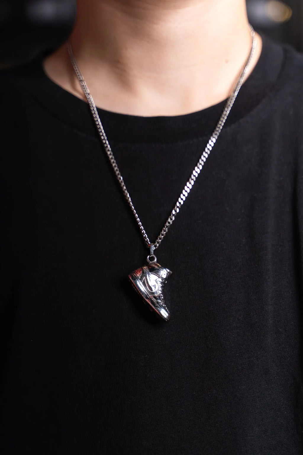 High Top Sneaker Pendant Necklace Silver Prior