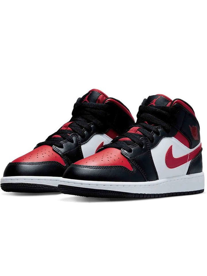 Nike Air Jordan 1 Mid Black Fire Red (GS) Jordan Brand