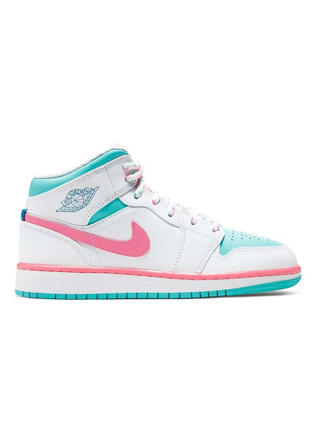 Nike Air Jordan 1 Mid White Pink Green Soar (GS) Jordan Brand