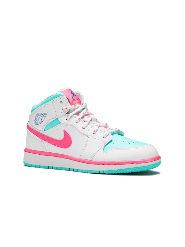 Nike Air Jordan 1 Mid White Pink Green Soar (GS) Jordan Brand