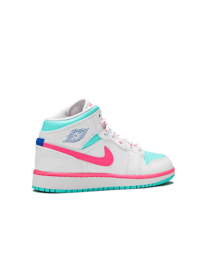 Nike Air Jordan 1 Mid White Pink Green Soar (GS) Jordan Brand