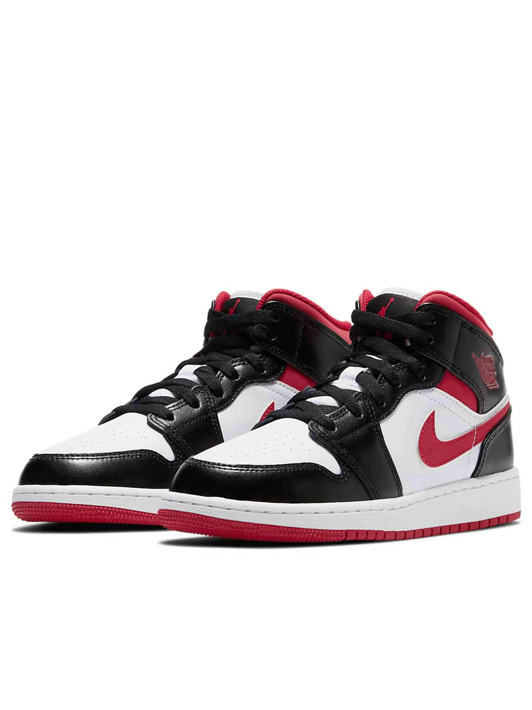 Nike Air Jordan 1 Mid White Red Black Gym Red (GS) Prior