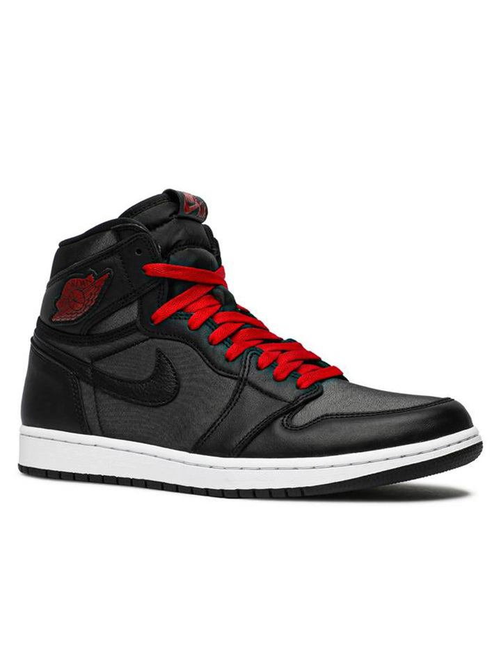 Nike Air Jordan 1 Retro High Black Satin Gym Red Prior