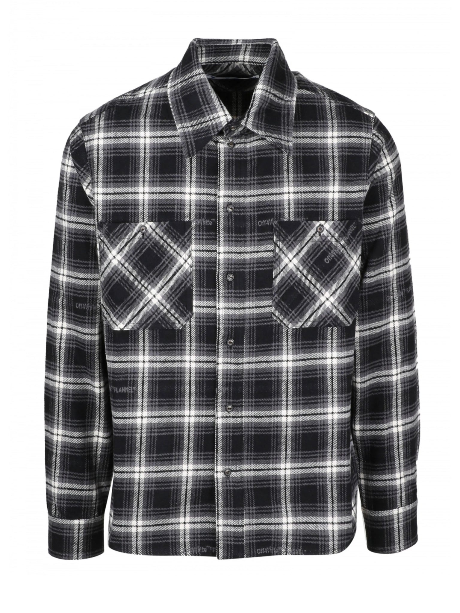 Off-White Stencil Flannel Check Shirt Black Prior