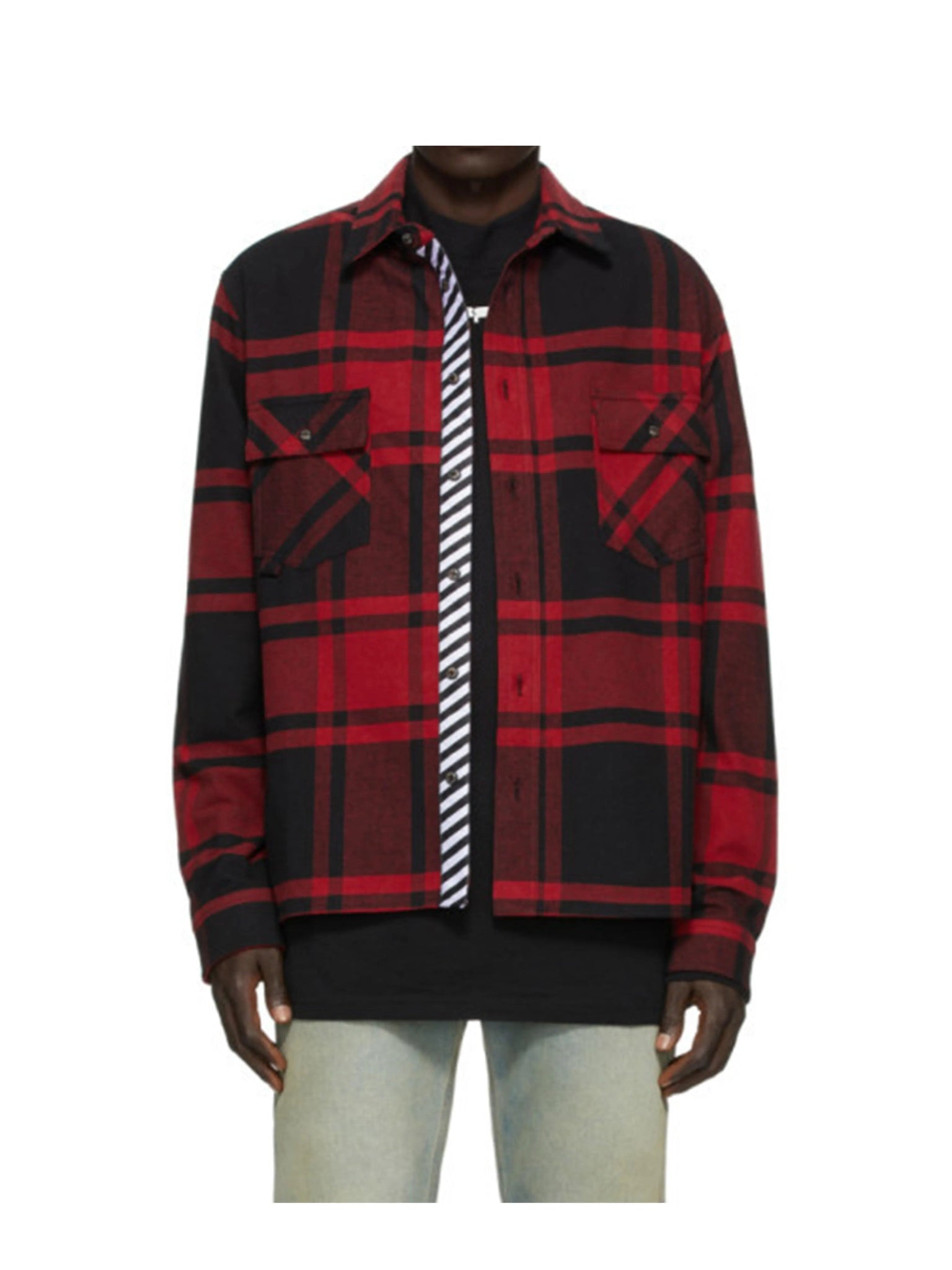 Off-White Stencil Flannel Shirt Red Off-White