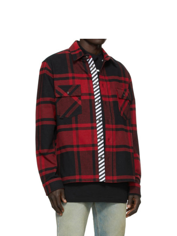 Off-White Stencil Flannel Shirt Red Off-White