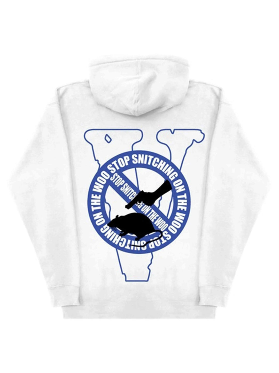 Pop Smoke X Vlone Stop Snitching Hoodie White/Blue Vlone