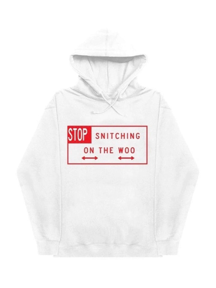 Pop Smoke x Vlone Stop Snitching Hoodie White/Red Prior