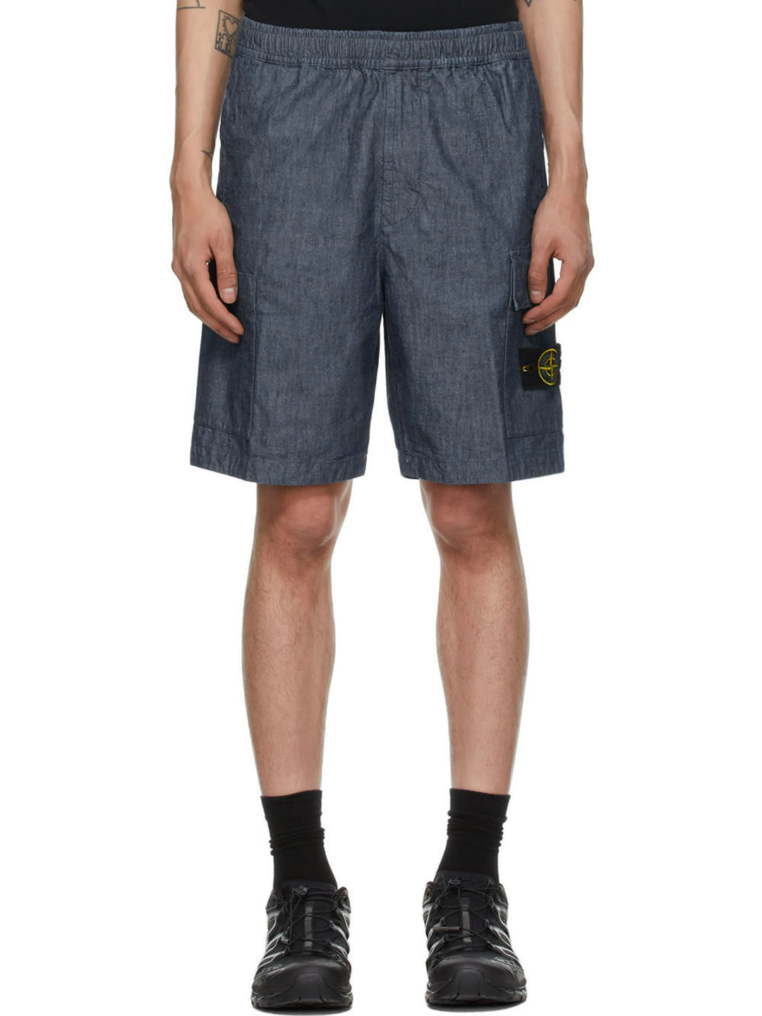 Stone Island Blue Chambray Cargo Shorts Prior