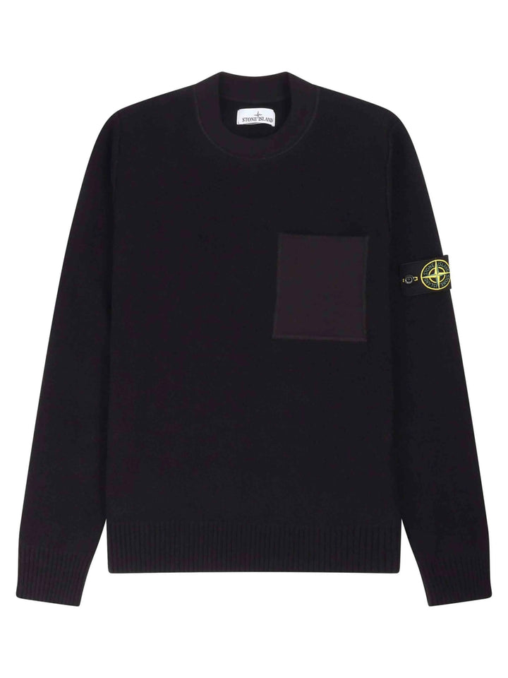 Stone Island Cotton Blend Knit Sweater Black Prior