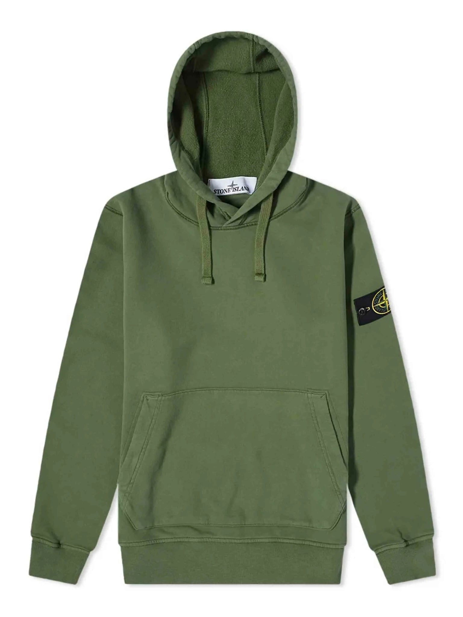 Stone Island Garment-Dyed Hooded Sweatshirt Olive Green Prior