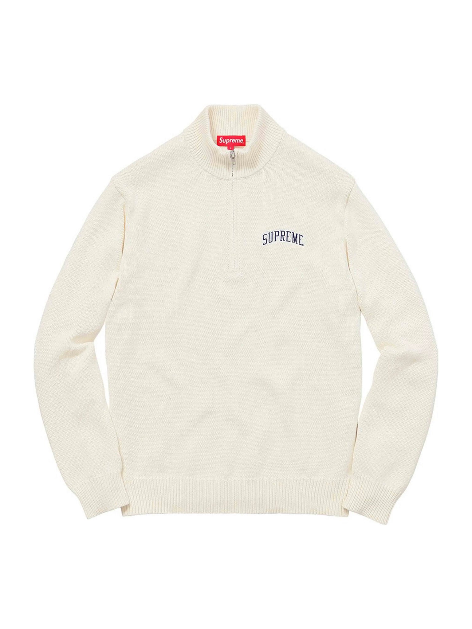 Supreme Arc Logo Quarter Zip Sweater Cream [FW16] M Supreme