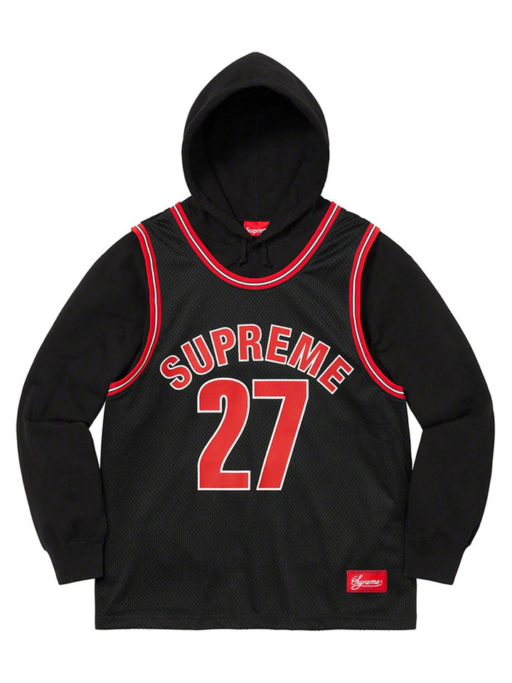 Supreme Basketball Jersey Hooded Sweatshirt Black [SS21] Prior