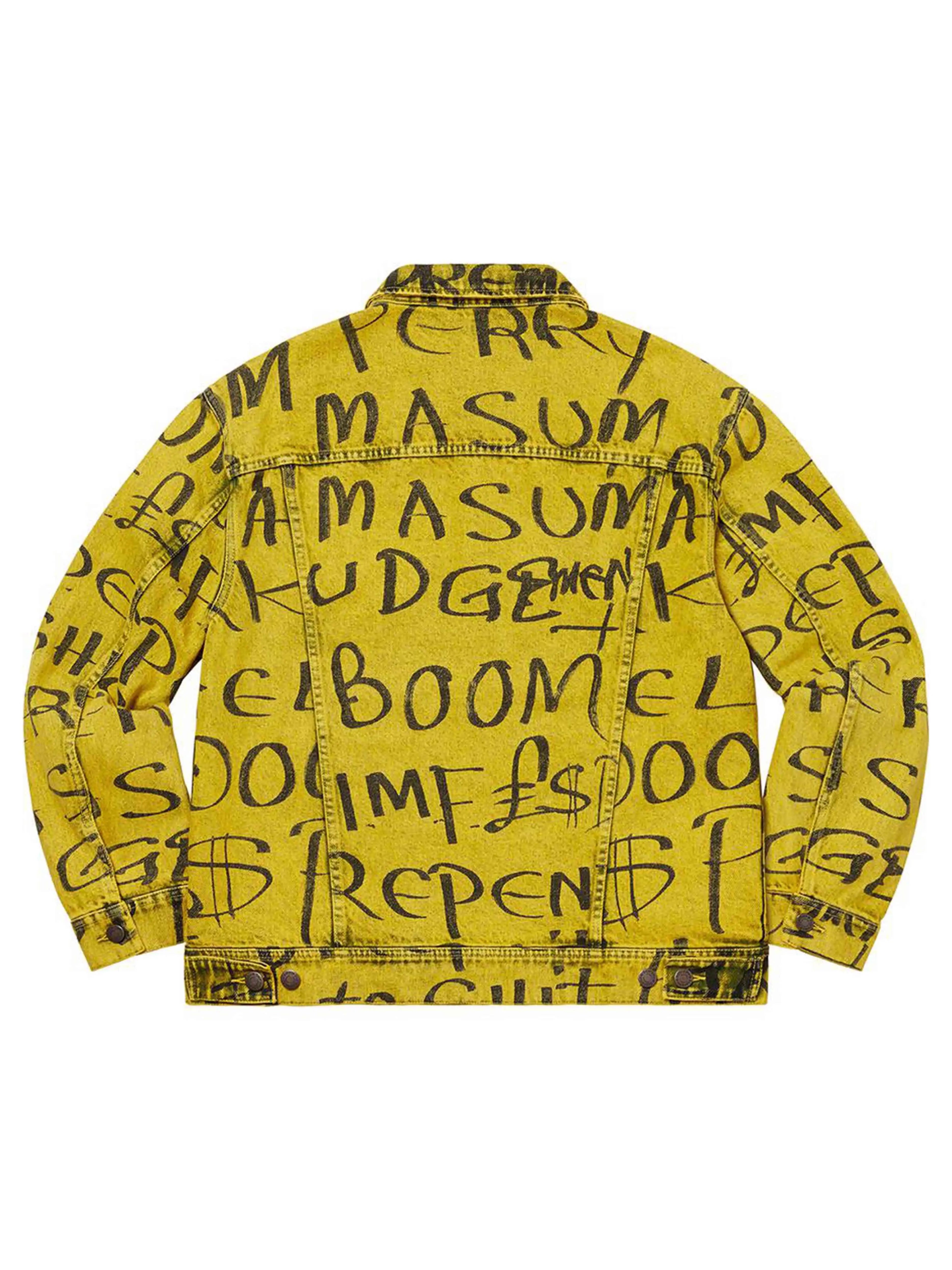 Supreme Denim Trucker Jacket Black Ark Flourescent Yellow FW20