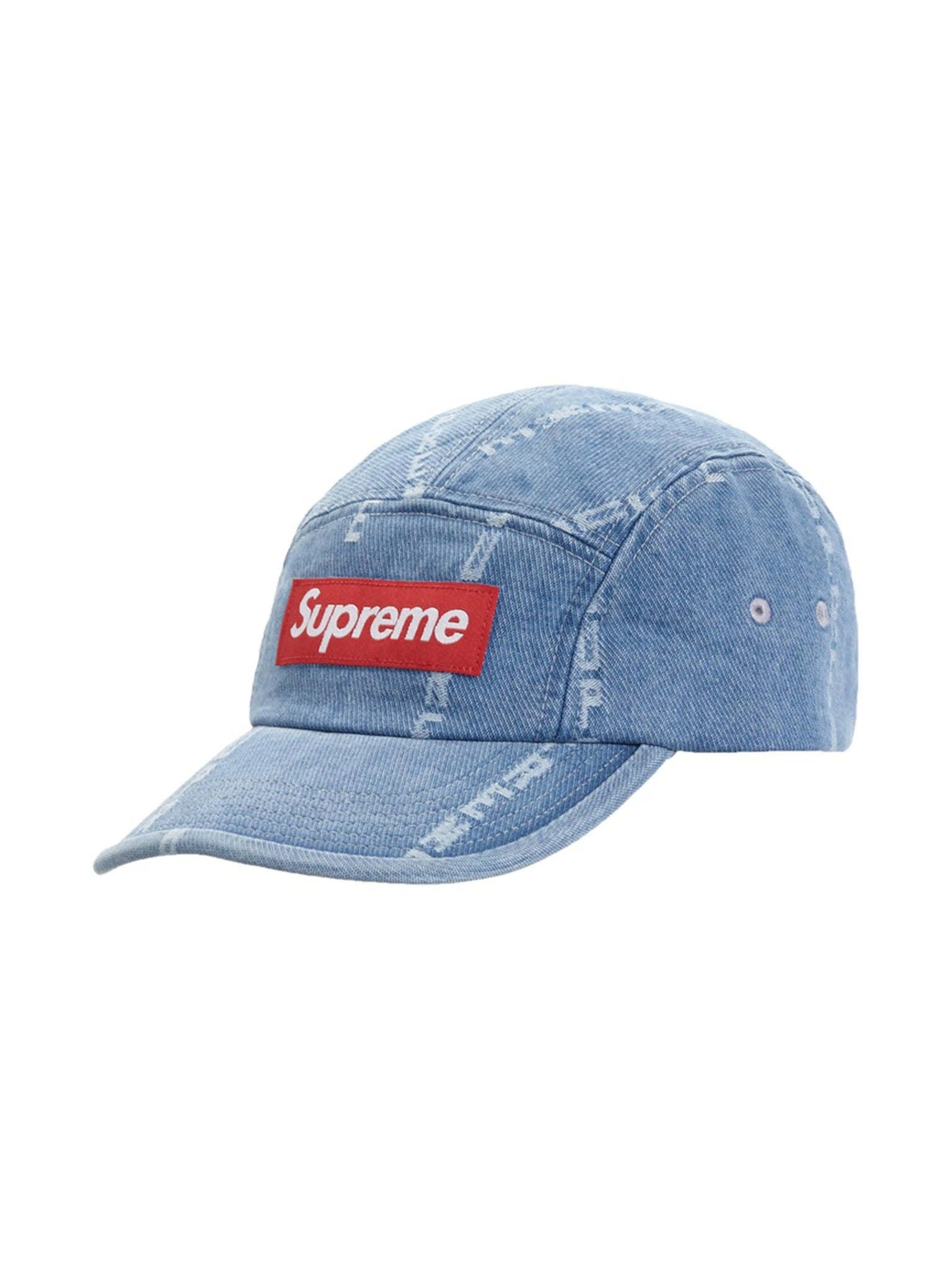 Supreme Logo Stripe Jacquard Denim Camp Cap Blue [FW20] Supreme