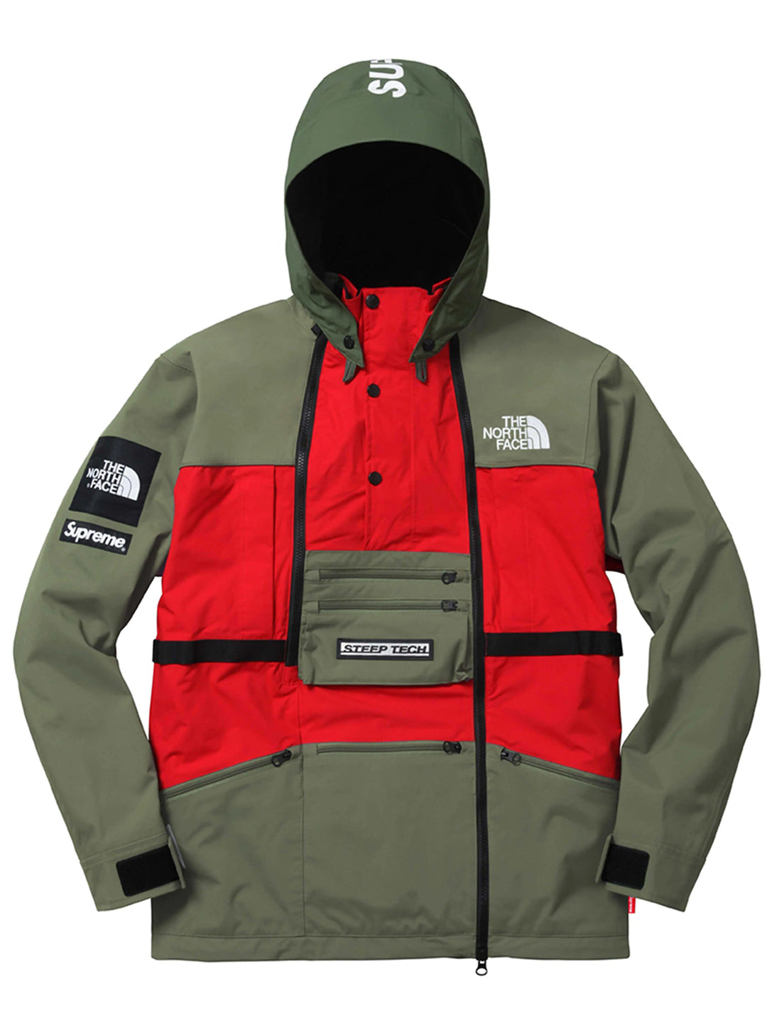 Supreme The North Face Steep Tech Hood Jacket Green/Red Prior