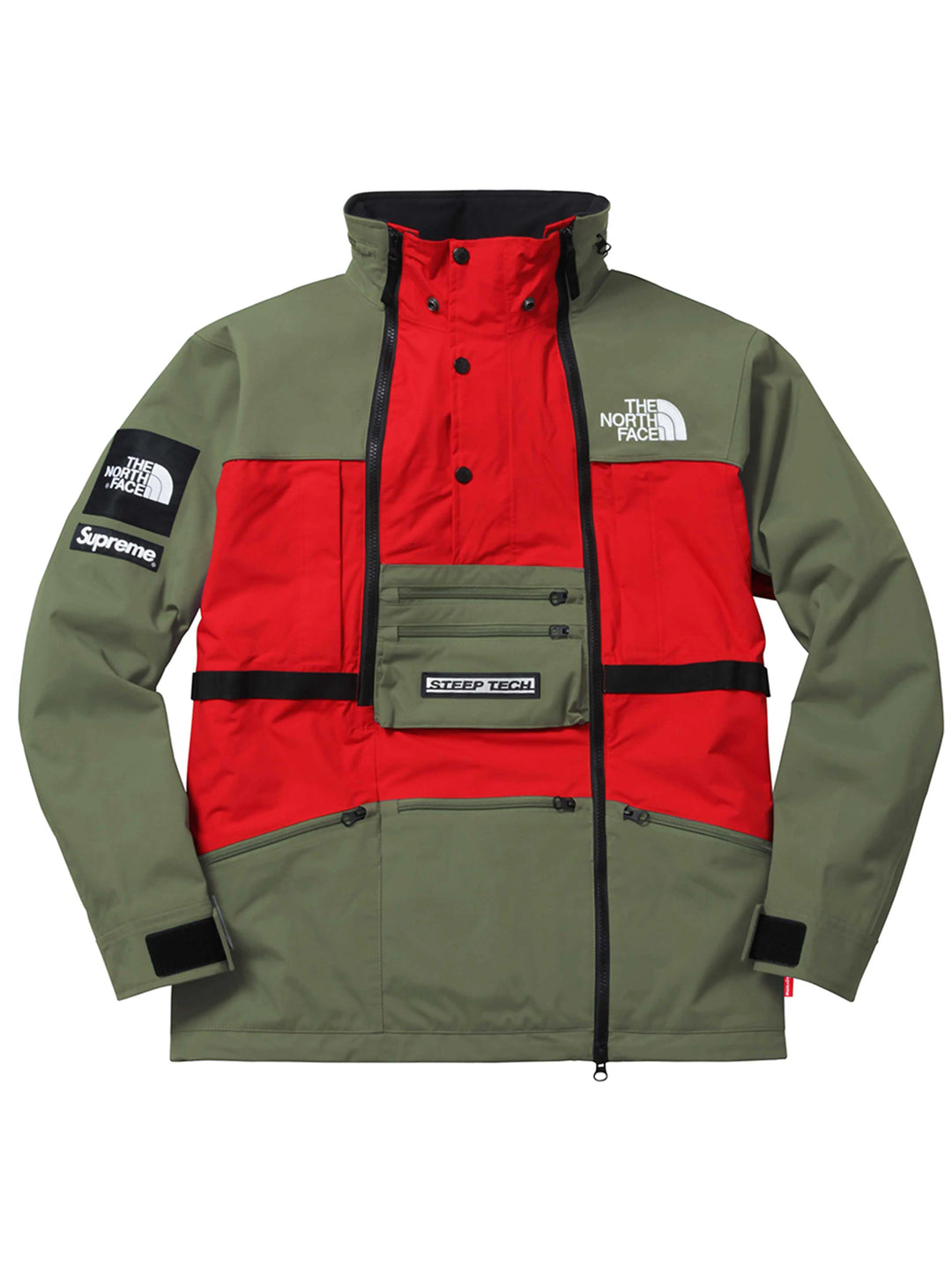 Supreme The North Face Steep Tech Hood Jacket Green/Red Prior