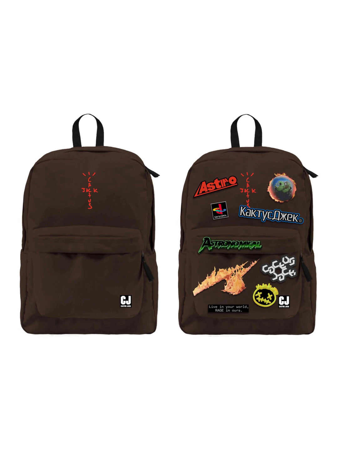 Travis Scott Cactus Jack Backpack With Patch Set Brown Travis Scott