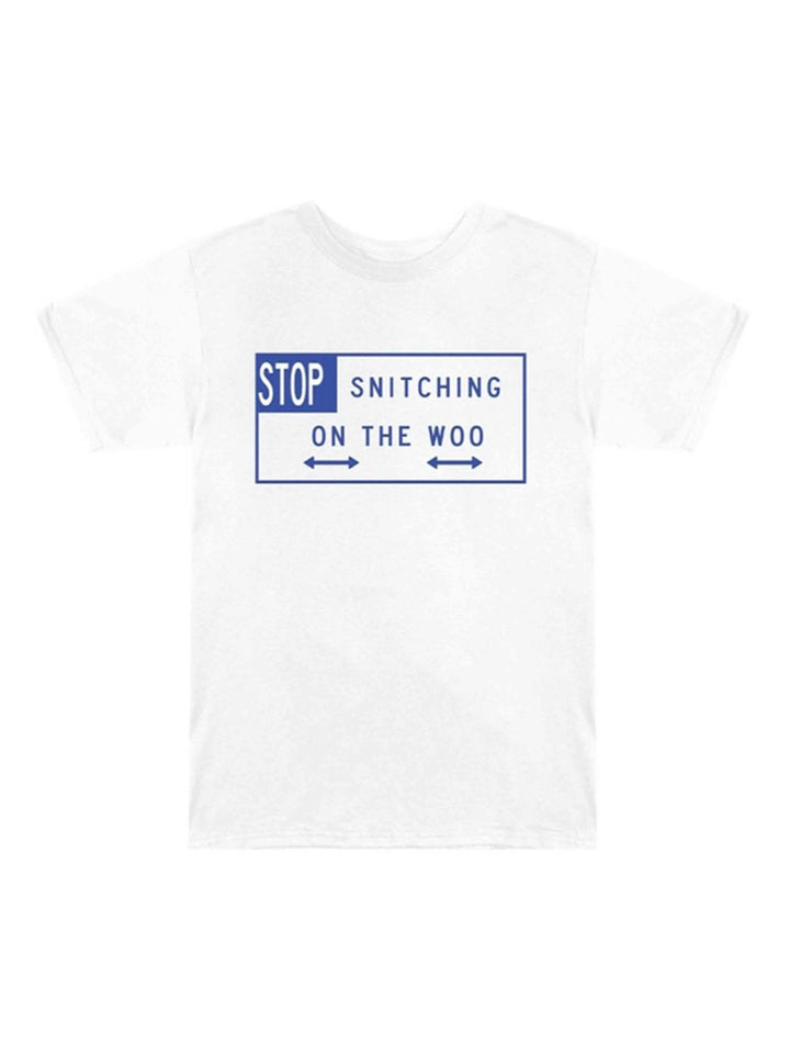VLONE X Pop Smoke Stop Snitching T-Shirt White/Blue L Vlone