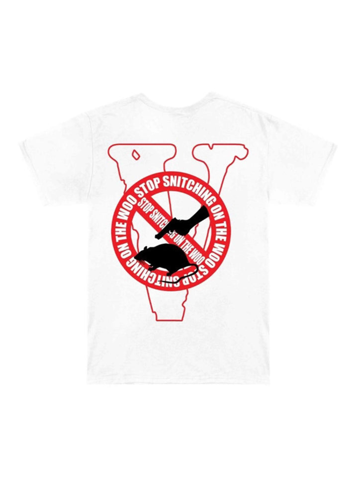 VLONE X Pop Smoke Stop Snitching T-Shirt White/Red Vlone